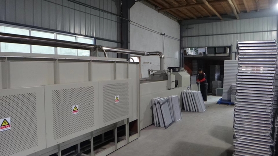 Temperature Accuracy ±3C Four Sections Aluminum Brazing Furnace 650-700 Degree Spray Drying Air Cooling Area for Brazing